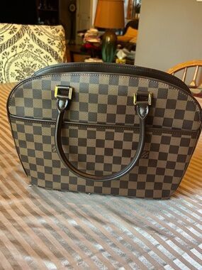 Pre-owned Louis Vuitton Sarria Handbag Brown Damier Canvas Dome Satchel
